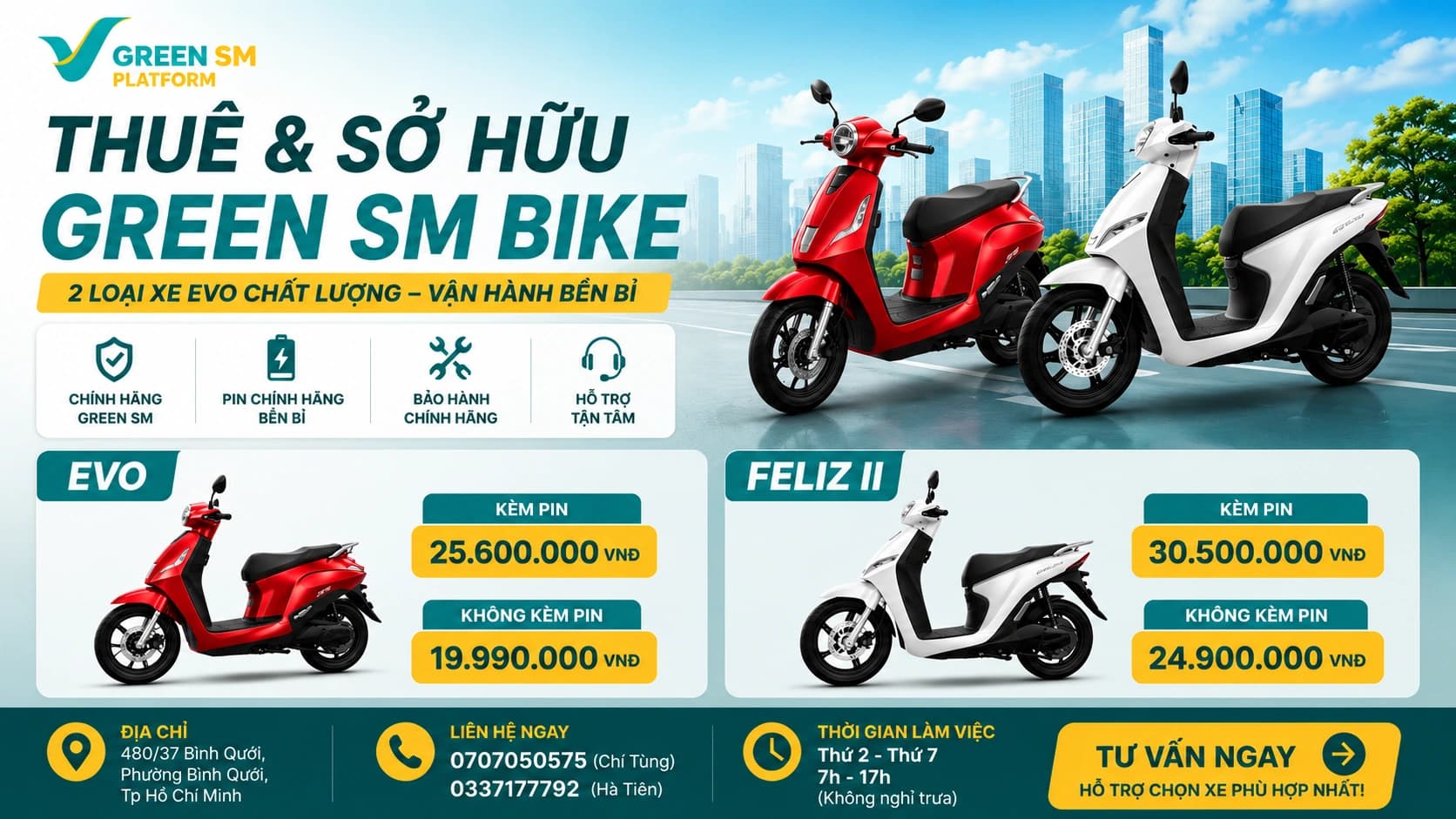Banner thuê xe điện tiến tới sở hữu